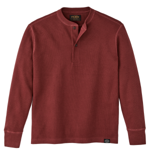 Waffle Knit Henley - Fired Brick