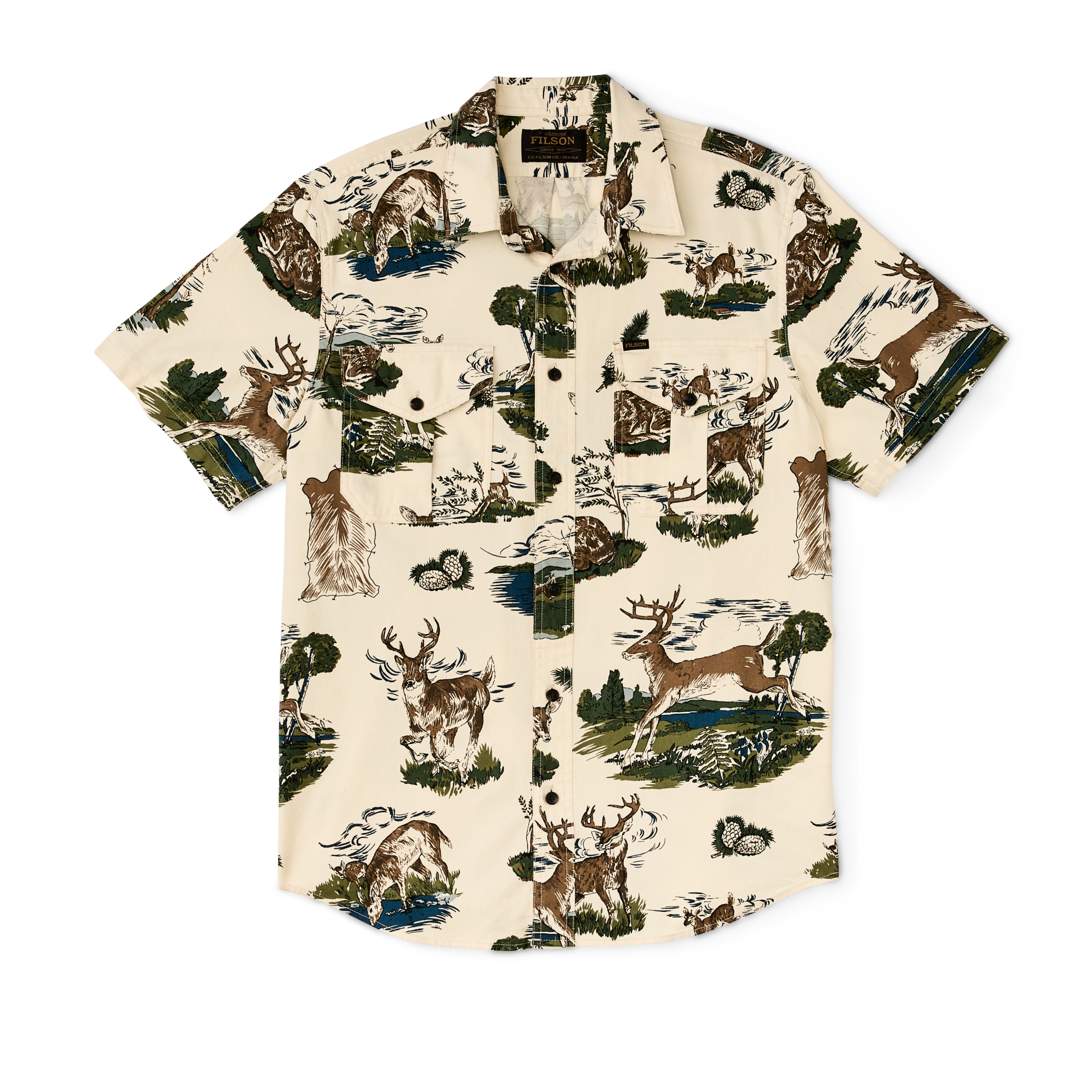 Short Sleeve Lightweight Alaskan Guide Shirt - Vintage White / Deer