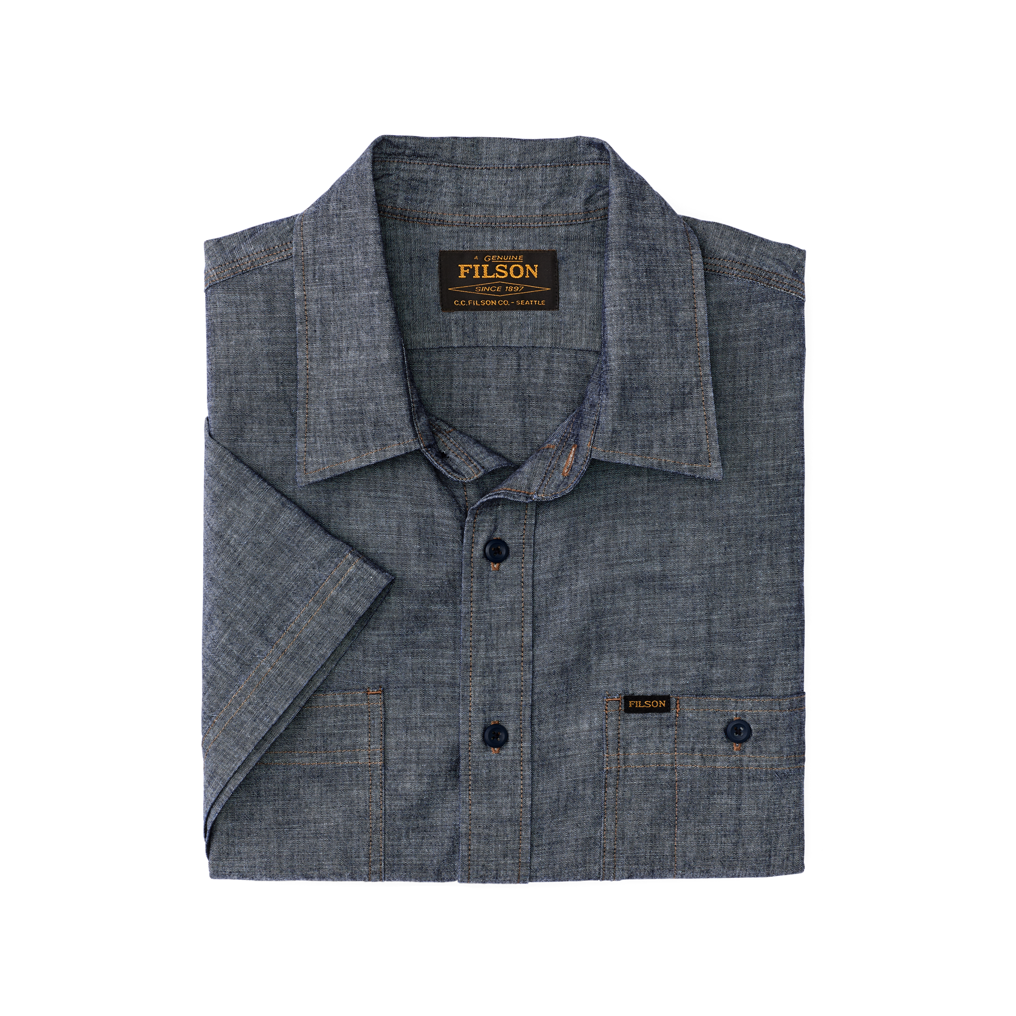 Short Sleeve Chambray Shirt - Rinse Indigo - Image 3
