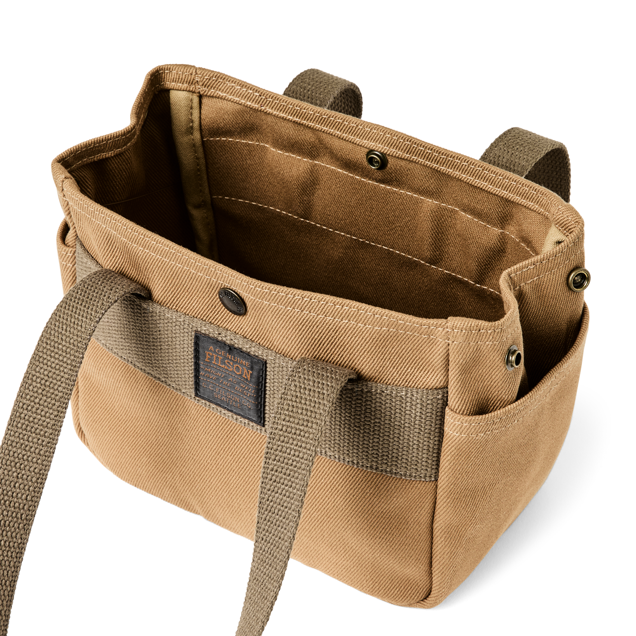 Rugged Twill Small Open Tote Bag - Tan - Image 4